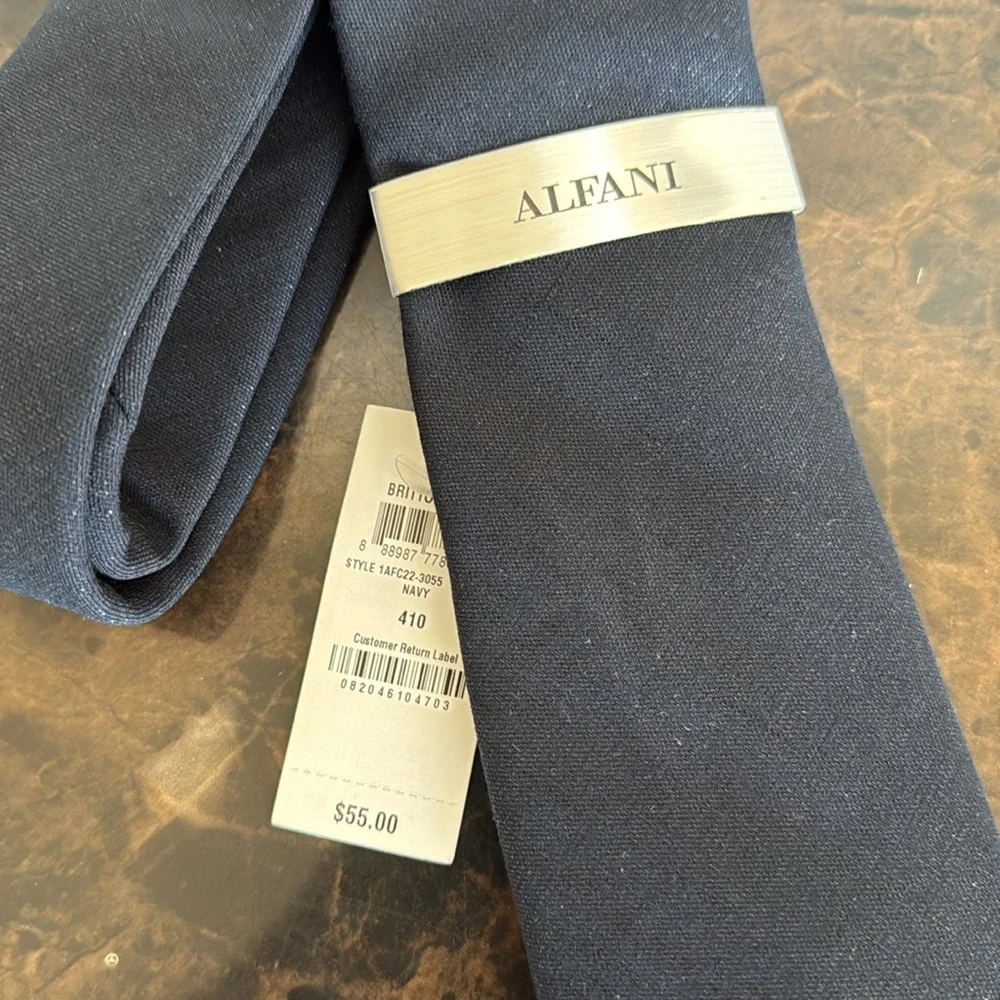 New!! Alfani Deep Navy Blue Men's Tie
